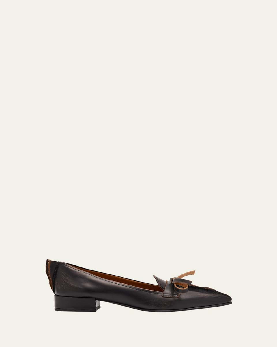 Leather Block-Heel Loafers
